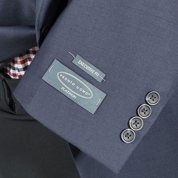 Pronto Uomo Platinum Men's Sport Coat Suit Jacket Two Button Navy Wool 42R NEW - Picture 5 of 14